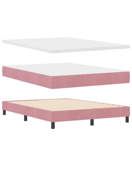 Letto a molle con materasso  Rosa 140x200 cm in velluto