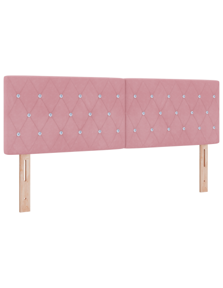 Letto a molle con materasso Rosa 140 x 200 cm Velluto