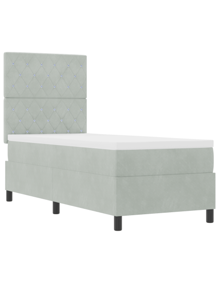 letto a molle con materasso  grigio chiaro 80x200 cm velluto