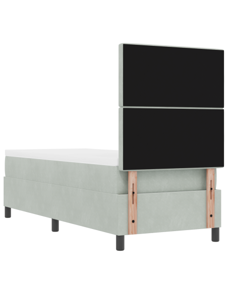 letto a molle con materasso  grigio chiaro 80x200 cm velluto