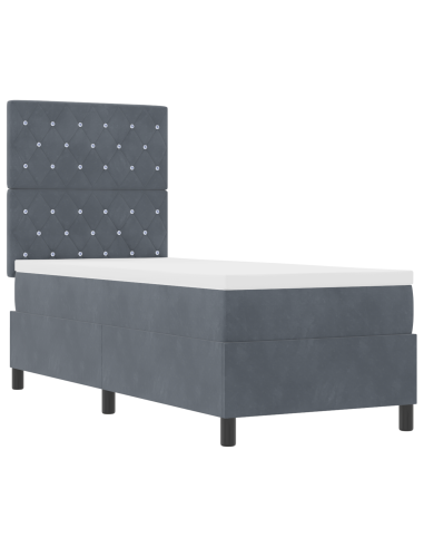 Letto a molle con materasso Grigio scuro 80 x 200 cm Tessuto