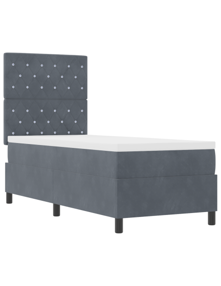 Letto Box Spring con Materasso Grigio Scuro 80x200 cm Velluto