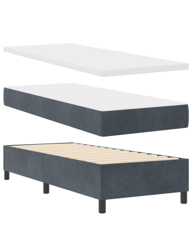 Letto a molle con materasso Grigio scuro 80 x 200 cm Tessuto