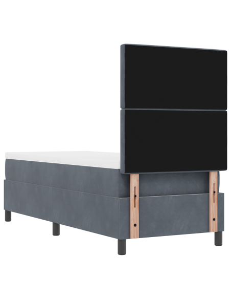 Letto Box Spring con Materasso Grigio Scuro 80x200 cm Velluto