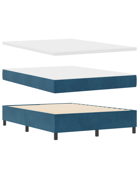Letto a Box Spring con Materasso Blu Scuro 140x200 cm Velluto