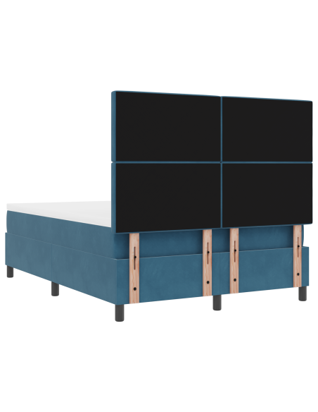 Letto a Box Spring con Materasso Blu Scuro 140x200 cm Velluto