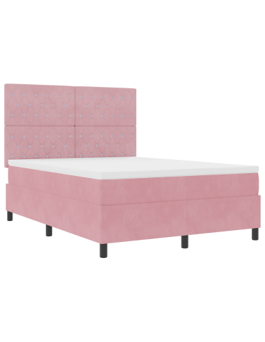 Letto a molle con materasso Rosa 140 x 200 cm Tessuto