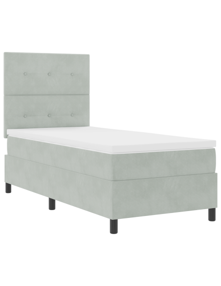 Letto Box Spring con Materasso Grigio chiaro 80x200 cm Velluto