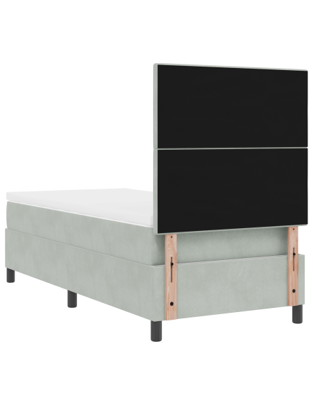 Letto Box Spring con Materasso Grigio chiaro 80x200 cm Velluto