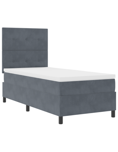 Letto a molle con materasso Grigio scuro 80 x 200 cm Tessuto