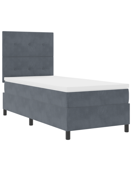 Letto a Rete con Materasso  Grigio Scuro 80x200 cm Velluto