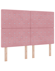 Letto a Sorgente LED con materasso Rosa 140 x 200 cm Tessuto 2