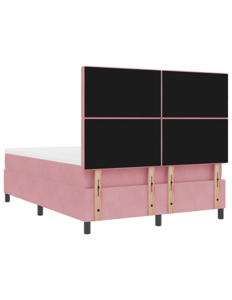 Letto a Molle con Materasso e LED Rosa 140x200 cm Velluto