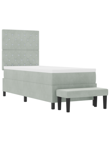 Letto a molle con materasso Grigio chiaro 80 x 200 cm Velluto