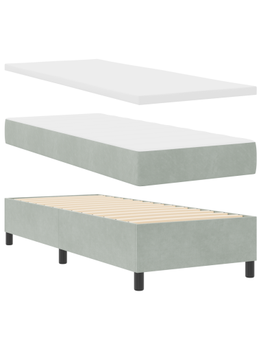 Letto a molle con materasso Grigio chiaro 80 x 200 cm Velluto