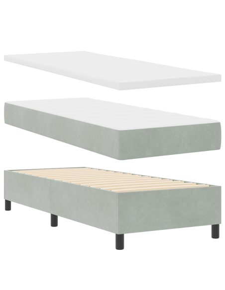 Letto a molle con materasso Grigio chiaro 80 x 200 cm Velluto