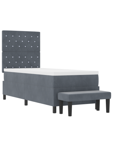 Letto a molle con materasso Grigio scuro 80 x 200 cm Velluto
