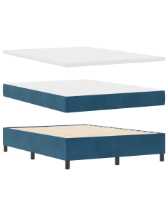 Letto a molle con cuscino Blu scuro 200 x 140 cm Velluto 2