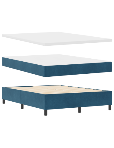 Letto a molle con cuscino Blu scuro 200 x 140 cm Velluto
