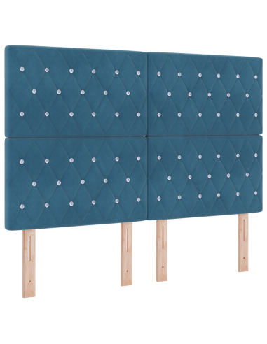 Letto a molle con cuscino Blu scuro 200 x 140 cm Velluto