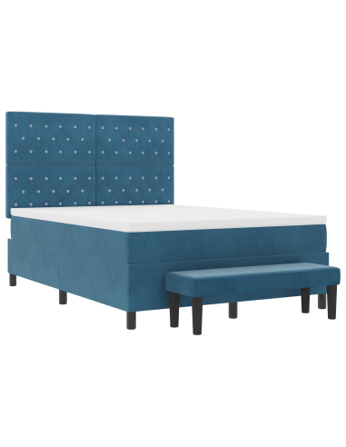 Letto a molle con materasso Blu scuro 140 x 200 cm Velluto
