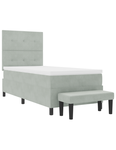 Letto a molle con materasso Grigio chiaro 80 x 200 cm Velluto