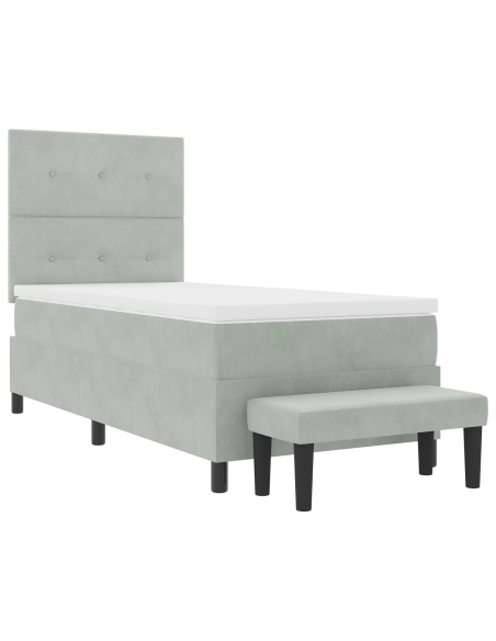 Letto a molle con materasso Grigio chiaro 80 x 200 cm Velluto