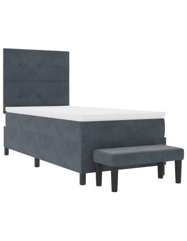 Letto a molle con materasso Grigio scuro 80 x 200 cm Velluto
