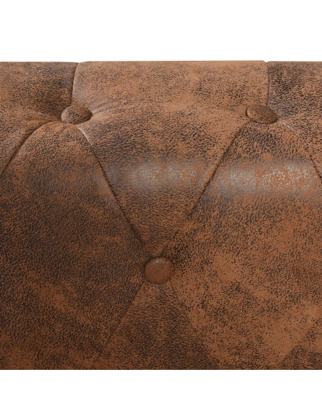 Divano angolare Chesterfield 5 posti marrone in similpelle