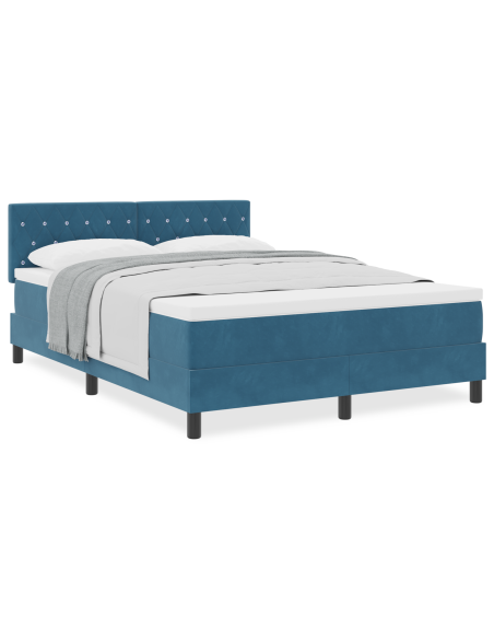 letto a molla  con materasso blu scuro 140x200 cm velluto