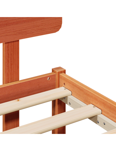 Struttura Letto con Testata Marrone Cerato 135x190 cm Legno di Pino Massello