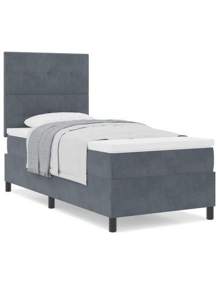 Letto a Rete con Materasso  Grigio Scuro 80x200 cm Velluto