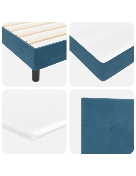 Letto a Molle Box Spring con Materasso Blu Scuro Super King Velluto