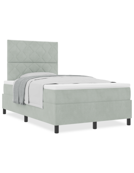 Letto Box Spring con Materasso Grigio Chiaro Piccolo Doublé in Velluto