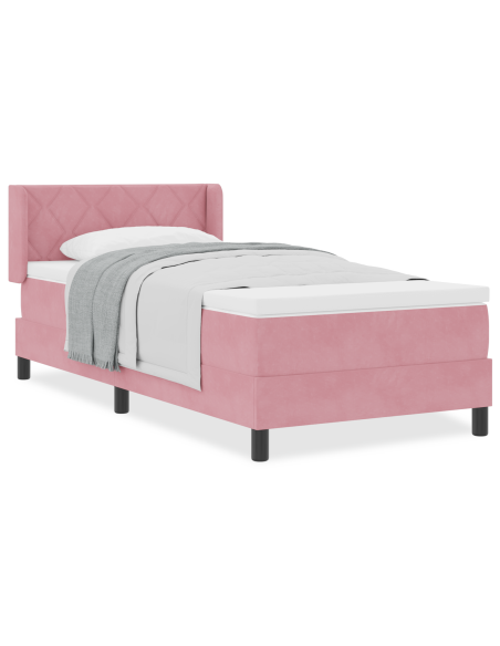 Letto Box Spring con Materasso Rosa 100x200 cm Velluto