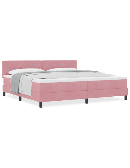 Letto a Molle con Materasso Rosa 200x200 cm Velluto