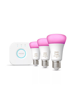 Philips Hue White and Color ambiance Starter Kit Bridge + 3 Lampadine Smart E27 75W