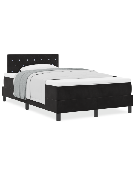 Letto con Box Spring e Materasso Nero Piccolo Doppio Velluto