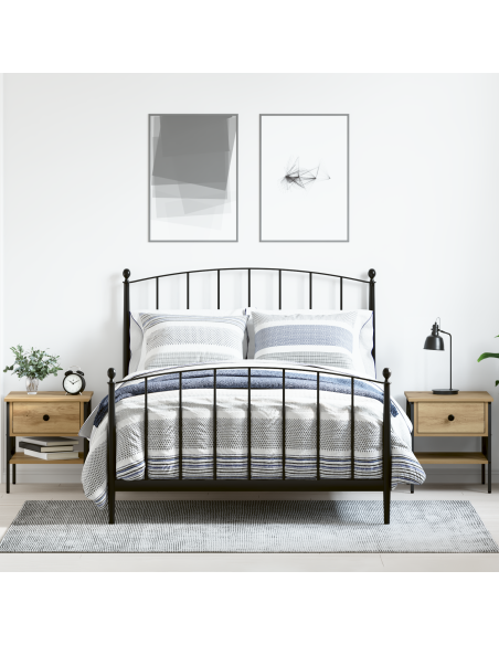 Comodino con cassetto 2 pcs rovere artigianale 40 x 42 x 45 cm