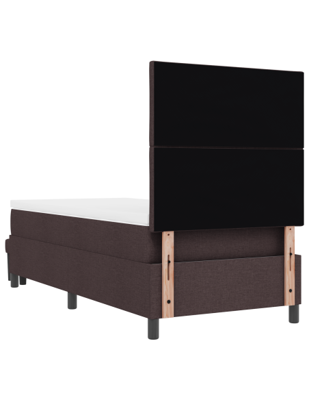 Letto con Box Spring e Panchina Marrone Scuro 100x200 cm in Tessuto