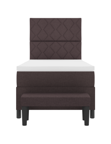 Letto a molle con materasso Marrone Scuro 100 x 200 cm Tessuto