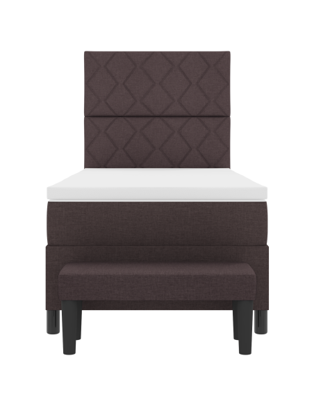 Letto con Box Spring e Panchina Marrone Scuro 100x200 cm in Tessuto