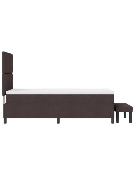 Letto con Box Spring e Panchina Marrone Scuro 100x200 cm in Tessuto