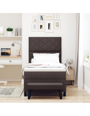 Letto a molle con materasso Marrone Scuro 100 x 200 cm Tessuto