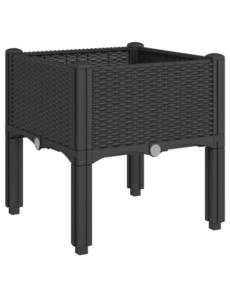 Fioriera da Giardino con Gambe Nera 40x40x42 cm in PP