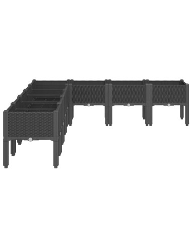 Fioriera da Giardino con Gambe Nera 200x160x42 cm in PP