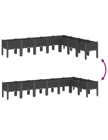 Fioriera da Giardino con Gambe Nera 200x160x42 cm in PP