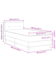 Letto a molle con materasso Grigio scuro 80 x 200 cm Velluto