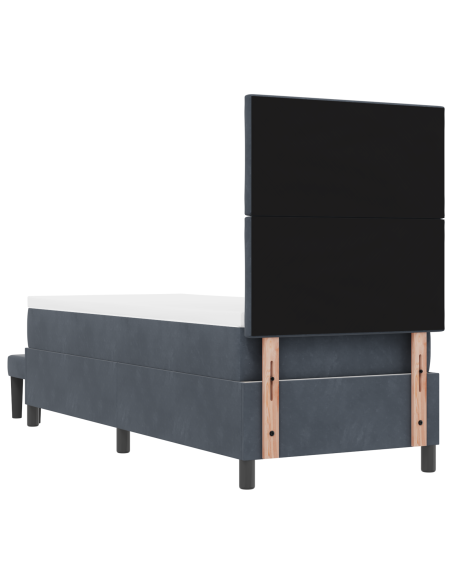 Letto con Rete a Molle con Materasso & Panchina Grigio Scuro 80x200 cm Velluto