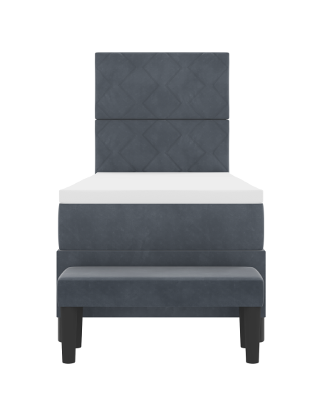 Letto con Rete a Molle con Materasso & Panchina Grigio Scuro 80x200 cm Velluto